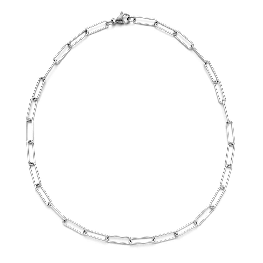 W WOOGGE Chain 4mm 5mm 8mm Necklace Link Chain - Paperclip Oval Link Chain Necklace - 14" 16" 18" 20" 22"