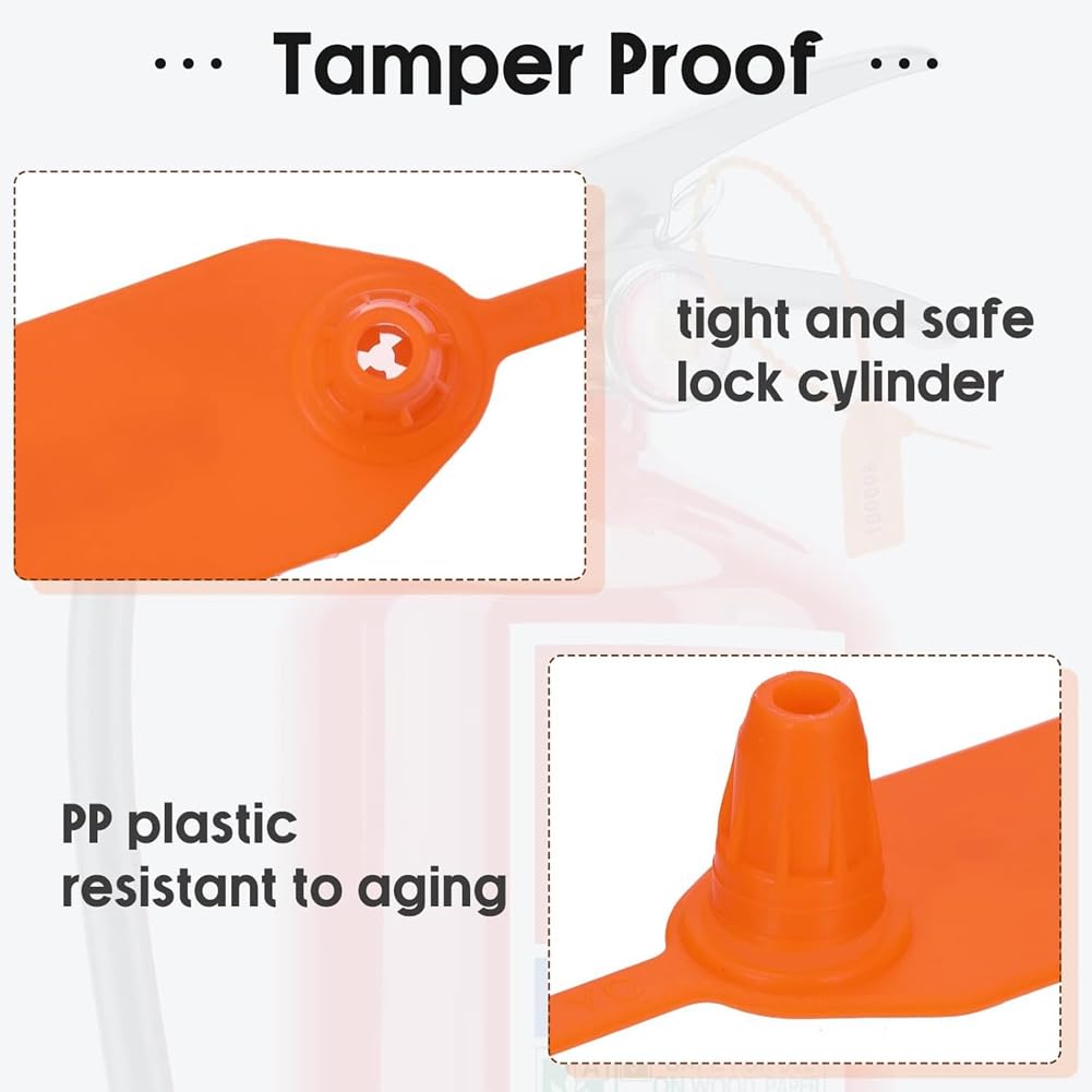 1000 etichette di sicurezza in plastica per sigilli antimanomissione, etichette di sicurezza numerate, fascette arancioni, resistenti, facili da installare