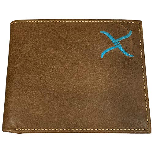Twisted X Brown Leather Wallet with Turquoise X (Bifold)