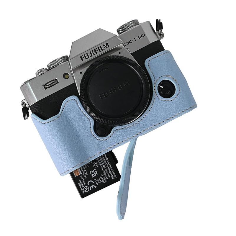 Funda Mitad para Cámara Fujifilm X-T30 en Cuero PU Azul miniatura 3