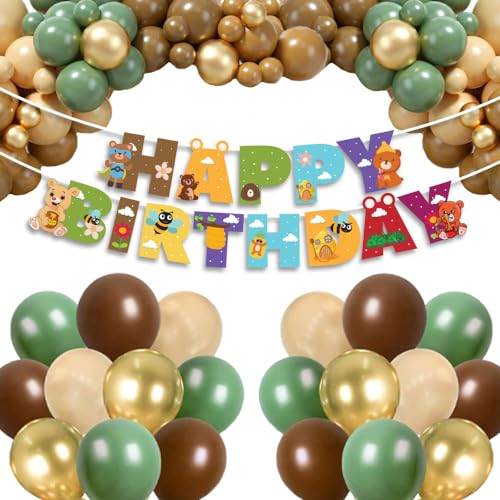 Image of Festiko Set of 26 Pcs Bear Theme Happy Birthday Combo (Banner & Balloons), Combo Decoration Supplies, Bear theme birthday decorations