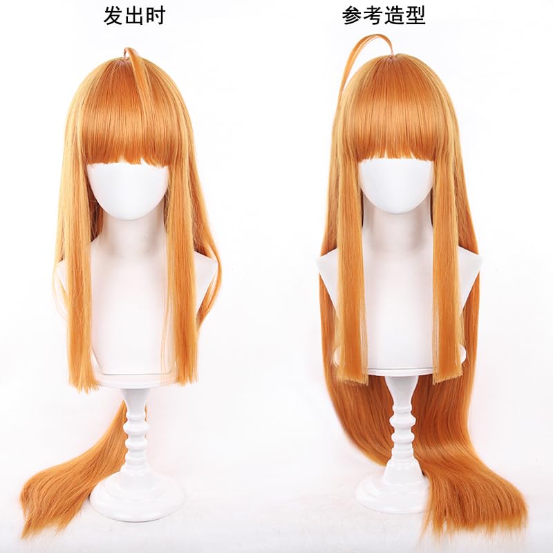 Long Straight Orange Cosplay Wig Halloween Costume Party Wig for Women - Image 3