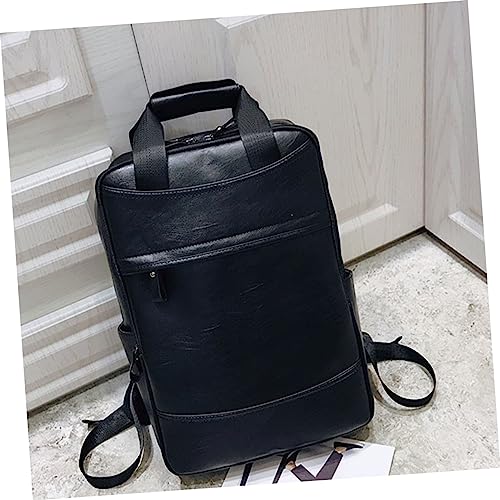 Sac à dos cuir PU noir pour étudiant et hommes en déplacements quotidiens