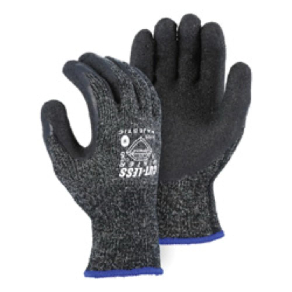 Majestic Glove Cut-Less 34-1570 X2 Cut Resistant Gloves 2XL Latex Coating Dyneema Nylon Spandex Knit Wrist Cuff Resists