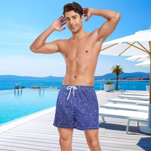 Traje de baño de secado rápido azul oscuro con purpurina para playa 6