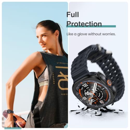 Image of Tensea 5+5PCS for Samsung Galaxy Watch Ultra 2 47mm Screen Protector & Case | Hard PC Bumper / HD Anti-Fog Tempered Glass Protective Film Accessories, Face Cover Set for Women Men