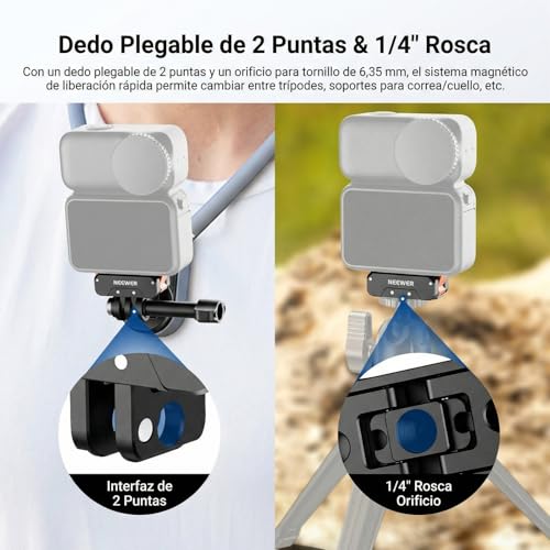 Soporte magnético NEEWER con imán de doble dirección y puntas plegables para DJI Osmo Nano 7
