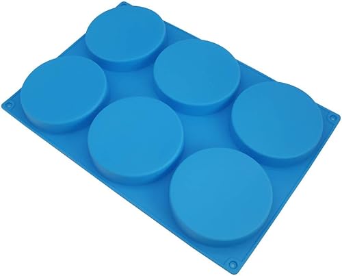 Miniatura 8 de Moldes de silicona para tartas grandes de 6 cavidades, molde de resina de disco redondo de silicona, moldes antiadherentes para hornear, molde para