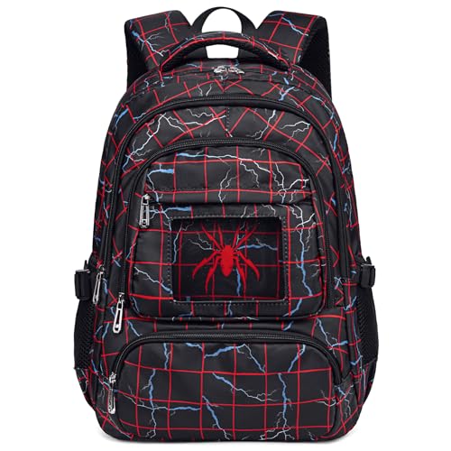 FunnyGifts Mochila infantil com estampa de corte para crianças de 4, 5, 6, 7, 8, 9 e 10 anos, Preto, Medium, Desenho animado