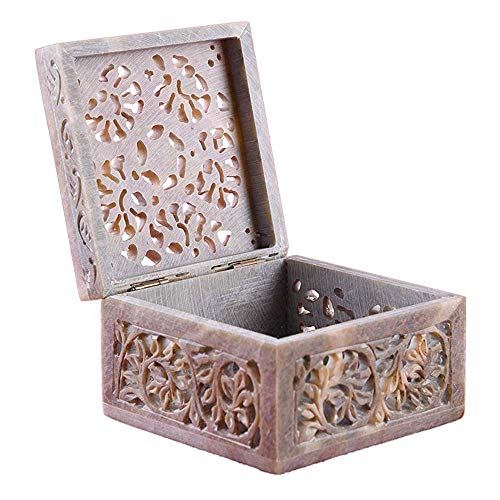 KC KULLICRAFT Soapstone Carving Marble Jewellery Box For Women/Trinket Ornament Box