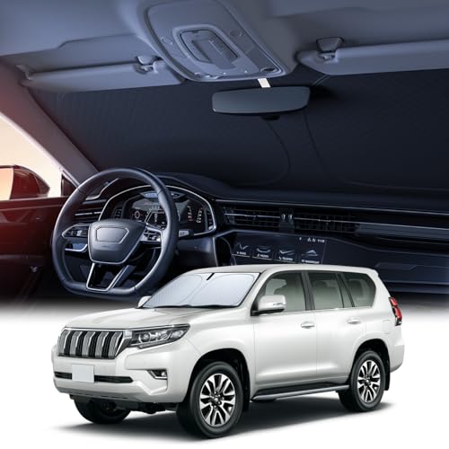 【6層断熱素材】 Lamicall トヨタ ランクルプラド 150系 後期 車 フロントガラス サンシェード : 車サンシェード 日除け LAND CRUISER PRADO クルマ フロントサンシェード 車用 フロントガラス サンシェード 折り畳み式 カーシェード カー用品 遮光 uvカット 紫外線遮蔽 さんしえーど 擦り傷防止 断熱素材 暑さ対策 頑丈 収納ポーチ付き