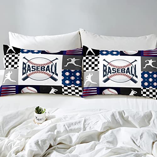 NODATE Honkbal Dekbedovertrek, dubbele sport 3D-bedrukte beddengoedset zachte microvezel dekbedovertrek kind dekbedovertrek 200 x 200 & 2 kussenslopen 50 x 75 cm met rits - Afbeelding 4