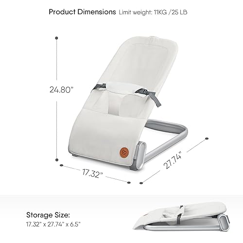 Miniatura 5 de BabyBond Bouncer para bebé, asiento de bebé con juguetes, asiento de gorila para bebés de 0 a 12 meses, silla de bebé portátil, con rebote natural