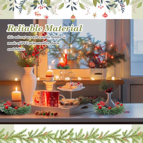 Couronnes pour piliers rustiques de Noël aux baies et herbes denses