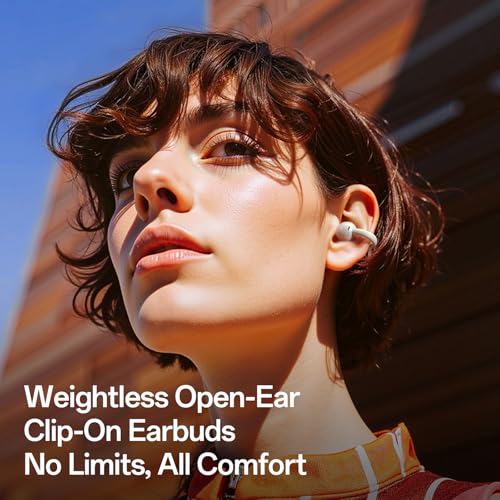 OpenRock E Open Ear Headphones, Clip On Earphones, 4g Lightweight Comfort, Wireless Open Ear Earbuds, Bluetooth 6.0, 28H Playtime, 10mm dynamic driver, IPX4 Waterproof, App Control, for Sport Office - 2