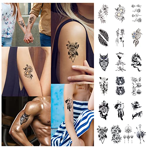 Temporary Tattoo Kit Women/Men, Fake Tattoos 12 Sheets Body Arm Chest Shoulder Tattoo 20 Sheets Temporary Tattoo Kids Waterproof Semi Permanent Tattoo Suitable For Men Ladies Boys Girls #TOP2