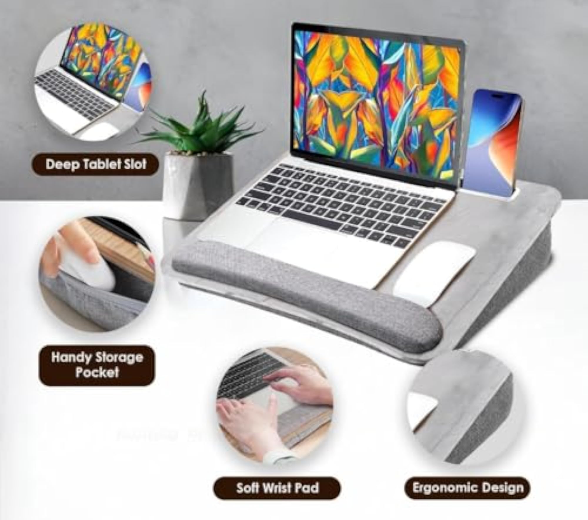 Laptop Lap Desk with Cushion, Portable Workstation
