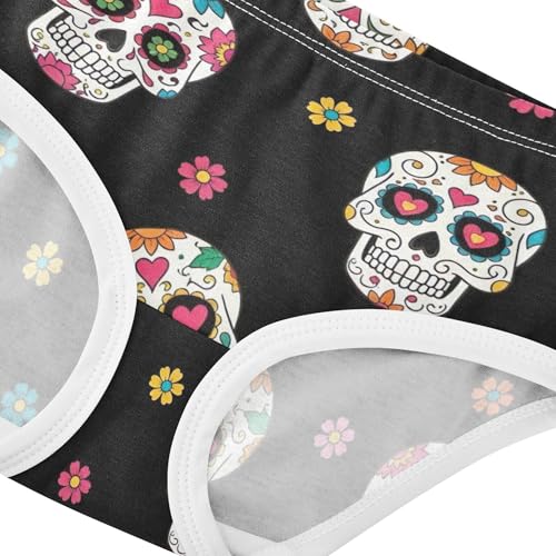Artistic Toddler Girls Underwear 2t Cotton Panties for Girl Colorful Skulls Vibrant Floral Heart Underpants Briefs4