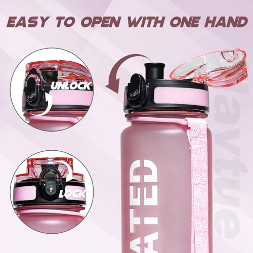 Image of Water Bottle 32 oz Motivational Time Marker Tritan Bottle