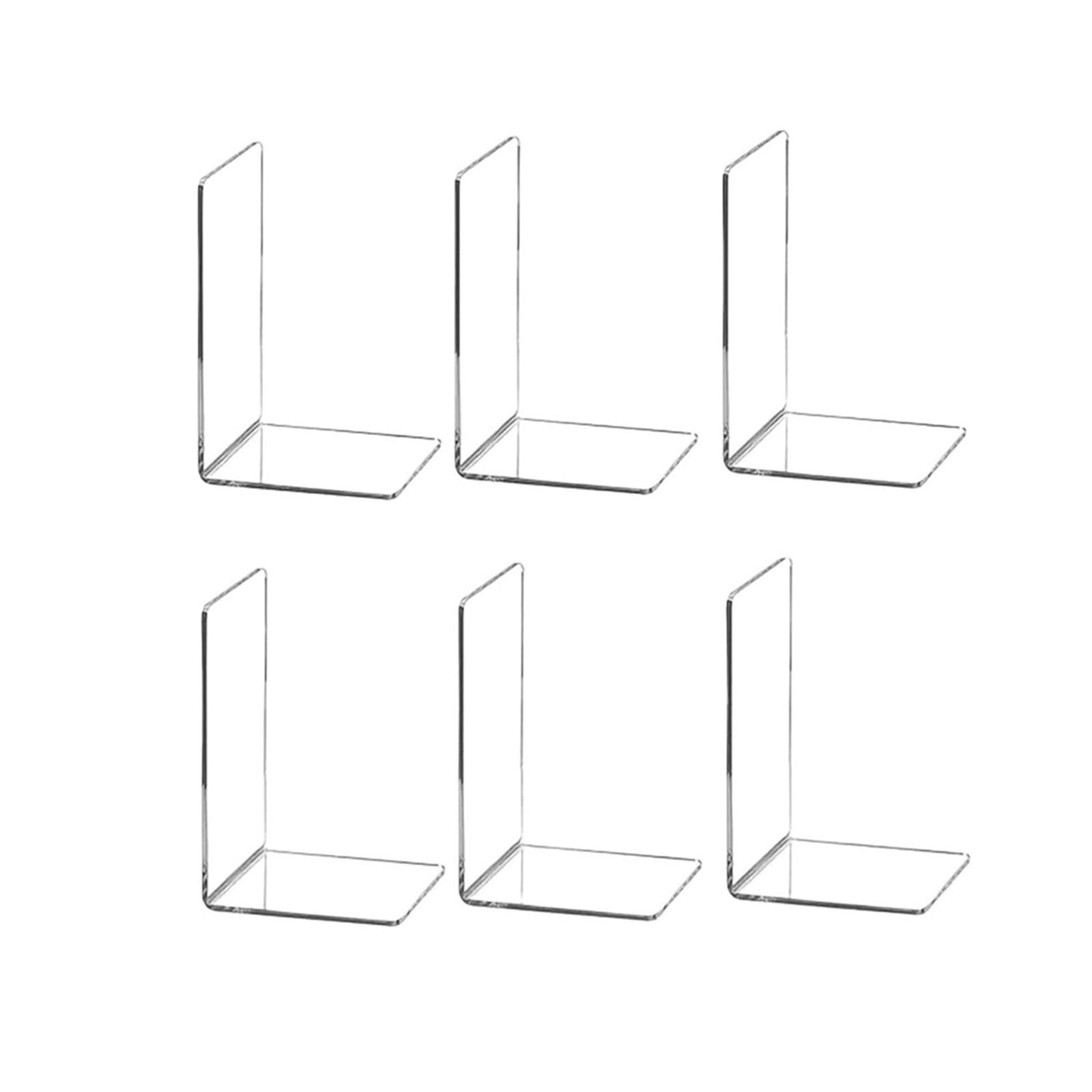 Desktop Bookends 2Pcs Clear Acrylic Bookends Shelves Transparent Heavy Duty Book Ends and Desktop Organiser Stopper 18.5cm height for Home Office School Library