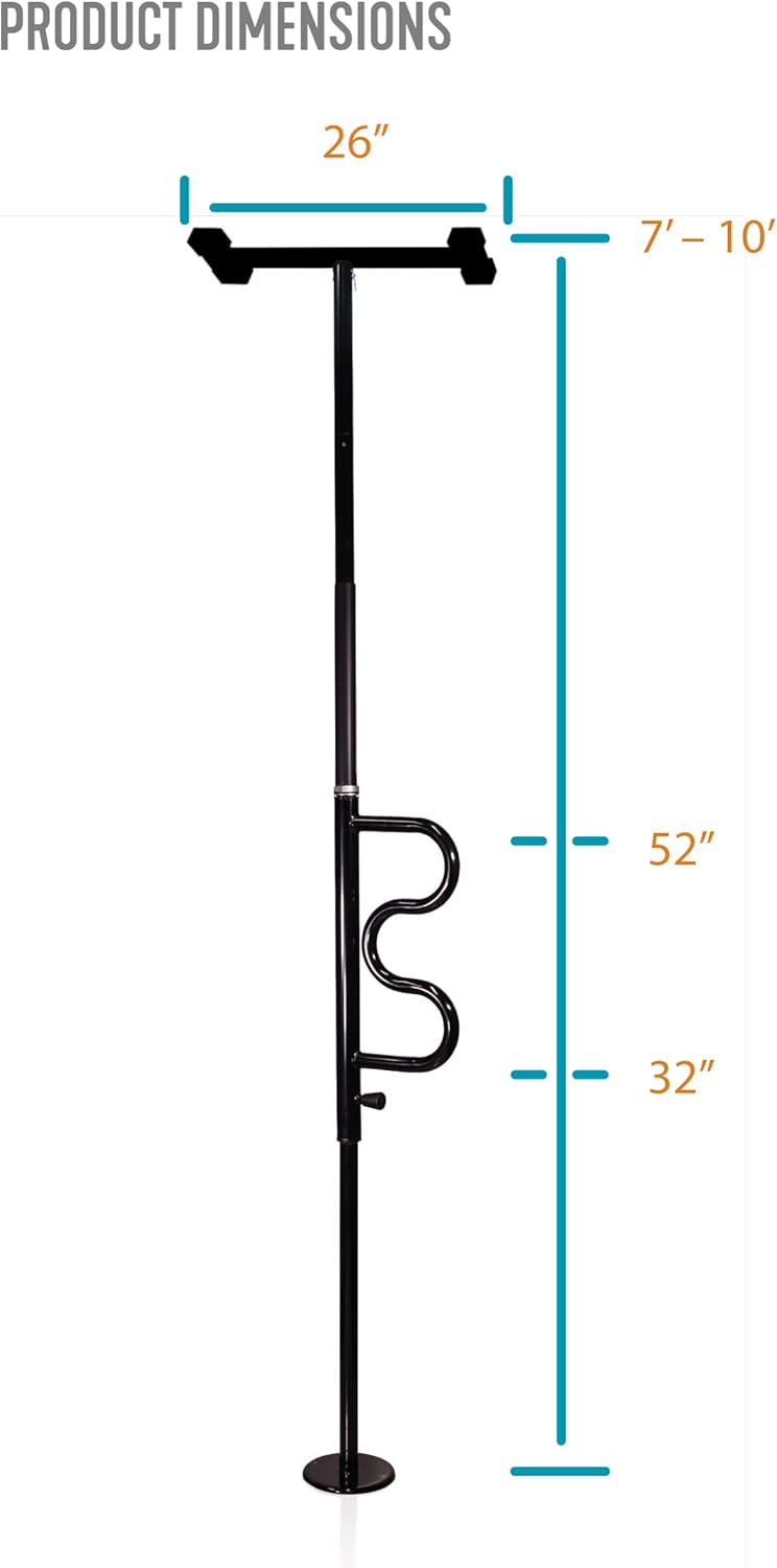 Exсluѕіvе Dіѕсоunt 70% Prісе Stander Security Pole and Curve Grab Bar, Elderly Tension Mounted Floor to Ceiling Transfer Pole, Bathroom Safety Assist and Stability Rail, Metallic Black Bіg Sаlе Stander Security Pole and Curve Grab Bar, Elderly Tension Mounted Floor to Ceiling Transfer Pole, Bathroom Safety Assist and Stability Rail, Metallic Black