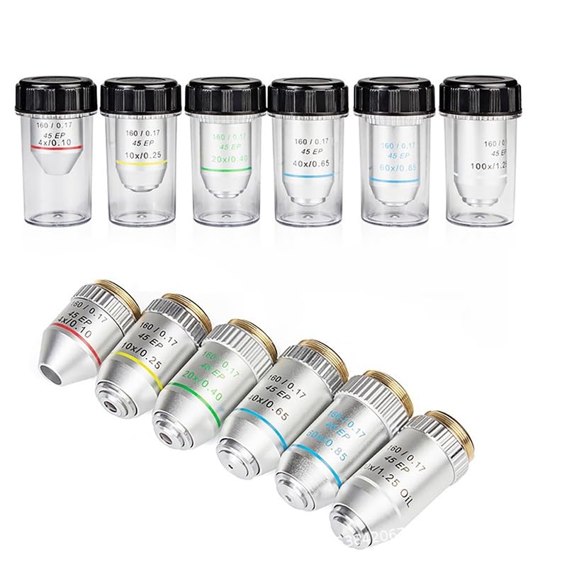 Microscope 4X 10X 40X 100X 160/0.17 Semi Plan Achromatic Lens for Biological Microscope(10X)