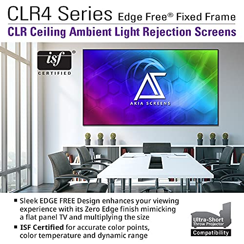 Image of Akia Screens ALR Projector Screen 123 inch 16:9 4K UST Ultra Short Throw Projection, High Black Levels, Ceiling Ambient Light Rejecting Screen, Edge Free Fixed Frame Movie Screen AK-NB123H-CLR4