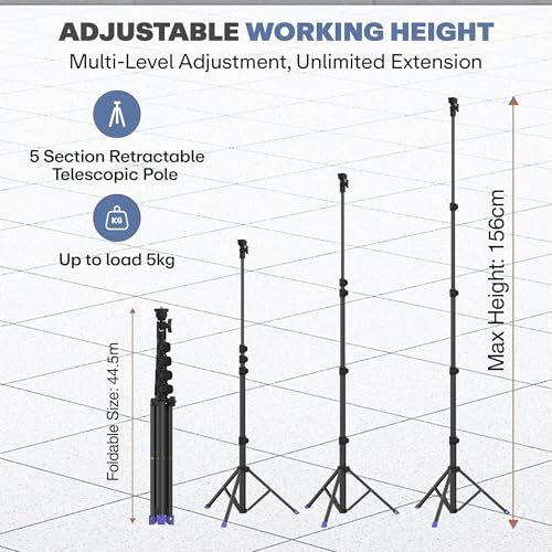 Syvo SP-500 63 Inch (160CM) 1.6M Tripod Stand with Mobile Phone Holder – Versatile Stand for Ring Lights, Cameras, and Mobile Phones. Ideal for Video Recording, Video Shooting, and Lighting Setup. 5 514 Os5Oo1L
