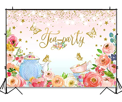Fondo fotográfico floral rosa 7x5ft para fiesta té miniatura 3