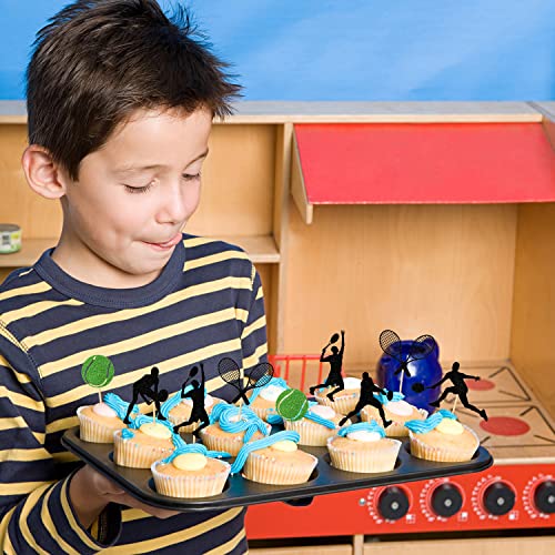 Tennis Cupcake Toppers Pack Of 36 Tennis Players Tennis Ball Cupcake Picks For Sports Themed Baby Shower Birthday Party Decoration Supplies #TOP3