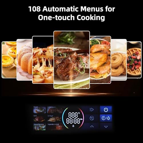 Single Wall Oven 24", 2.5 Cu.f (70L) Built-in Electric Oven with 108 Smart Menu 8 Baking Modes Air Frying Function 3D Surround Heating, ETL Certified, Stainless Steel
