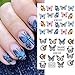 Butterfly Nail Art Sticker Colorful Butterfly Water Transfer Nail Stickers Decal Summer Nail Art Supplies for Acrylic Nail DIY Decoration Manicure Tip 12 Sheets