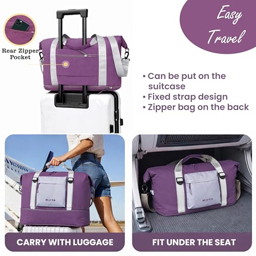 Image of Storite Expandable Travel Duffel Bag, Purple, 55x15x28 cm