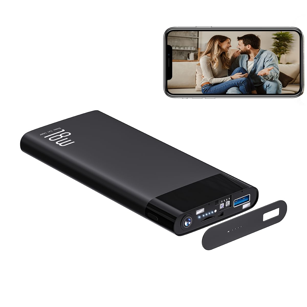 LIZVIE Power Bank Camera Hidden Camera 10000mAh Portable Charger Spy Cameras Nanny Cam Hidden Cameras with Night Vision