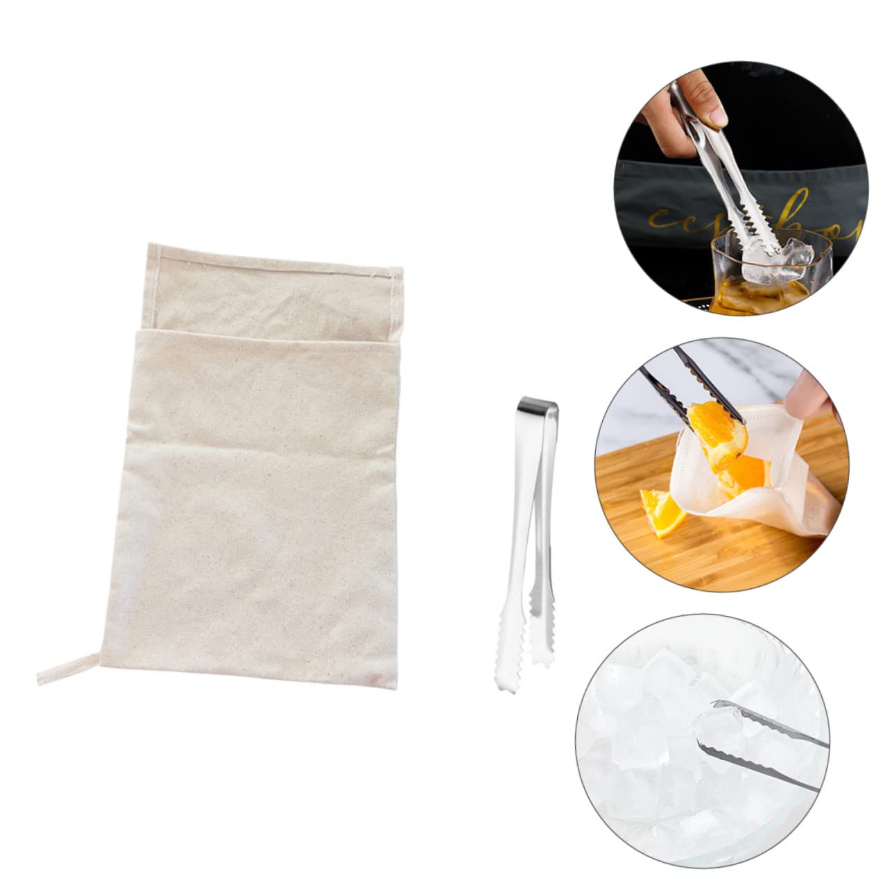 Garneck Cotton Crushed Ice Bags Canvas Ice Clip Kit Restaurant Supply Ice Bags Mallet Ice Breaking Accessories Set