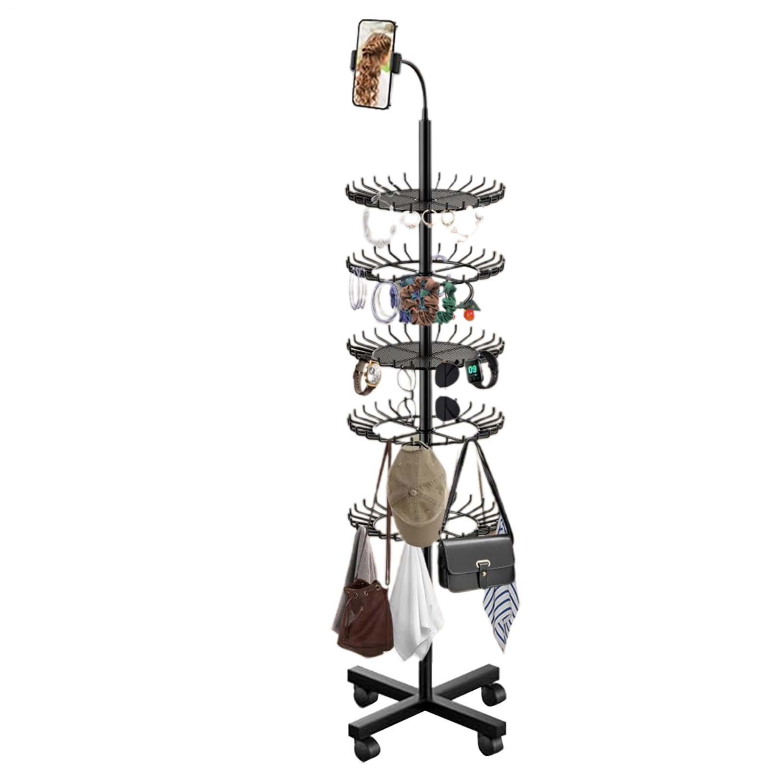 Estante para Trenzas Organizador de Almacenamiento con Altura Ajustable | Soporte para Extensiones de Cabello Para Salón, Servicio , Extensiones, Estilismo Móvil y Entrenamiento de