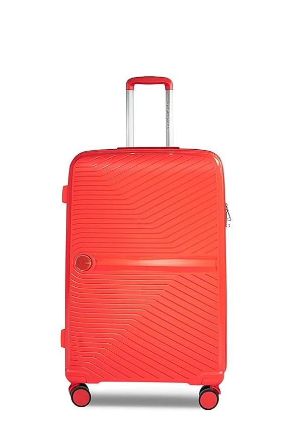 Nasher Miles Bruges Hard-Sided Polypropylene Check-in Luggage 28 inch | 75cm | 8 Wheels Large Trolley Bag for Travel | Suitcase (Red)