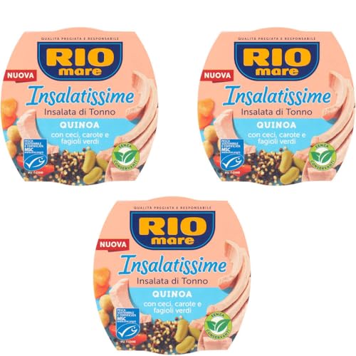 Rio Mare Insalatissime, Insalata di Tonno con Quinoa, Ceci, Carote e Fagioli Verdi, 160g, Confezione da 3