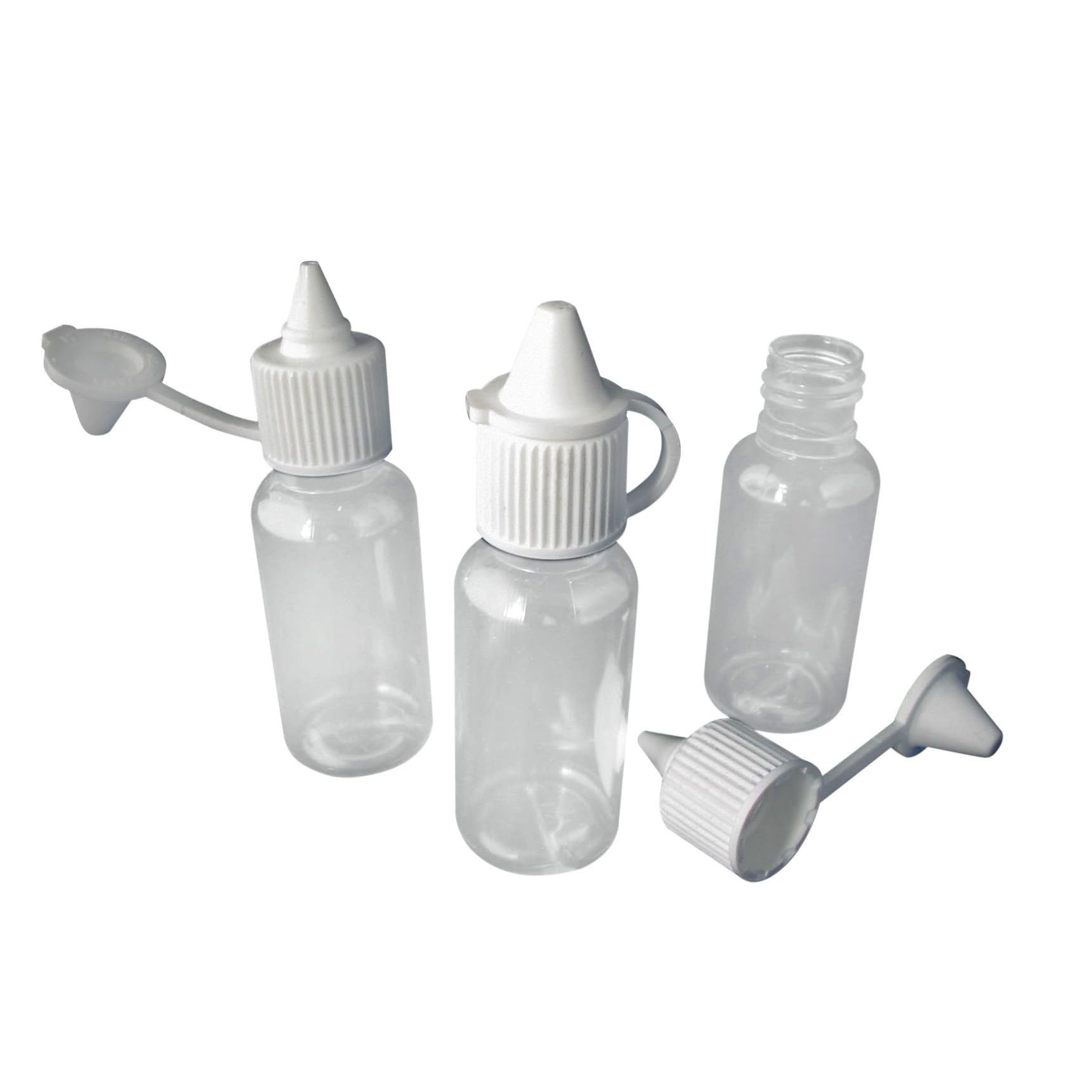 SHC Web 10 x 15ml Clear Plastic Dropper Bottle with Hinged White Lid - Empty/Refillable - Ink/Dyes/Mixing/Paint/Glue/Oil/Samples