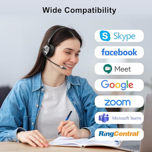 Image of emaiker monaural USB Headset with Stereo Headphone Noise cancelation Microphone Computer Phone Headset for Drangon Voice Recognition Speech Dictation Skype Chat