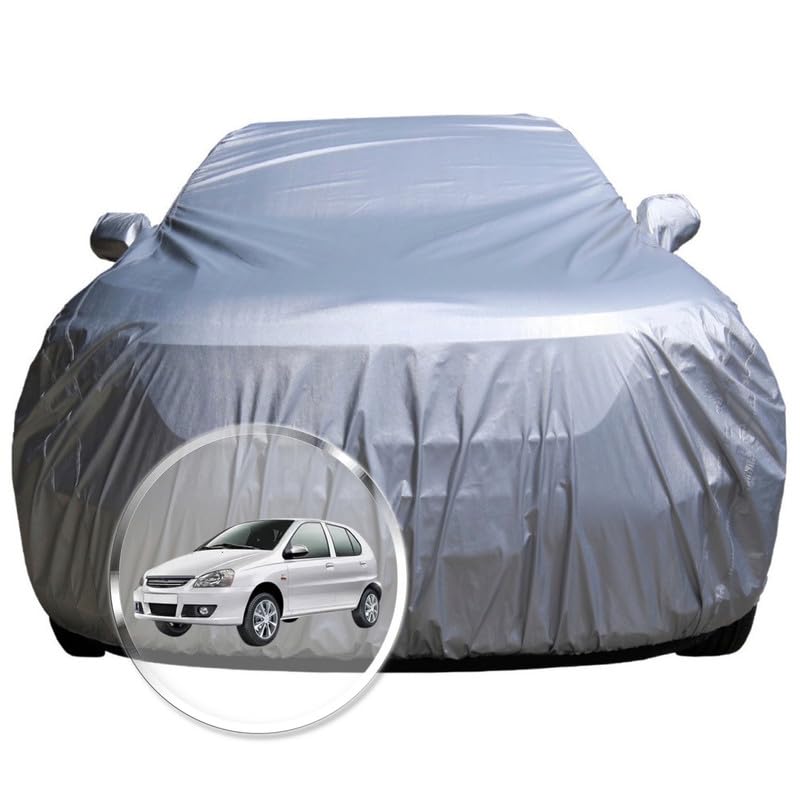 Image of NEODRIFT 'CrystalTech' Car Cover for Tata Indica (100% Water-Resistant, All Weather Protection, Tailored Fit, Multi-Layered & Breathable Fabric) (Colour: Crystal Silver)
