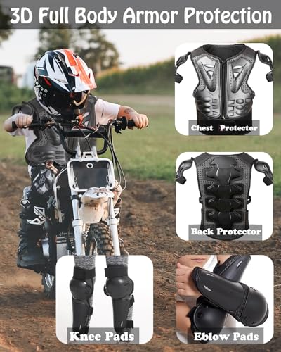 Kids Dirt Bike Gear,Motorcycle Armor Vest Suit for Motocross ATV MTB,Elbow Knee Back Chest Protection for Skating Ski