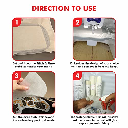 Superpunch Stitch & Rinse Stabilizer, Tear Away Stabilizer For Embroidery - 1.7 Oz 14 Inch X 25 Yard Roll, Superstable Machine Embroidery Backing, Water Soluble Stabilizer, Made In Usa #TOP3