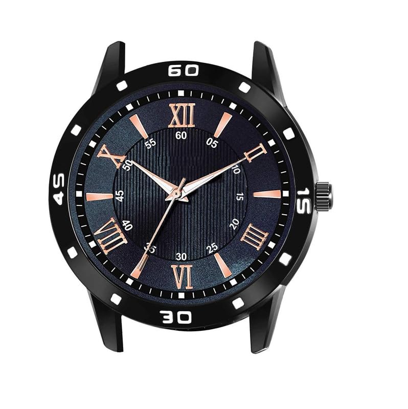 Image of Men's Contemporary Round Dial Watch with Roman Numeral Markers and Premium Finish