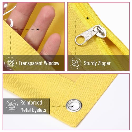 Image of Mr. Pen- Pencil Pouch for 3 Ring Binder, 2 Pack, 10 inchx6.75 inch, Smooth Zipper | Clear Window, Large Capacity Pencil Case with 3 Reinforced Grommets for School, Office, Supplies Storage | Clear Window, Large Capacity Pencil Case with 3 Reinforced Grommets for School, Office, Supplies Storage