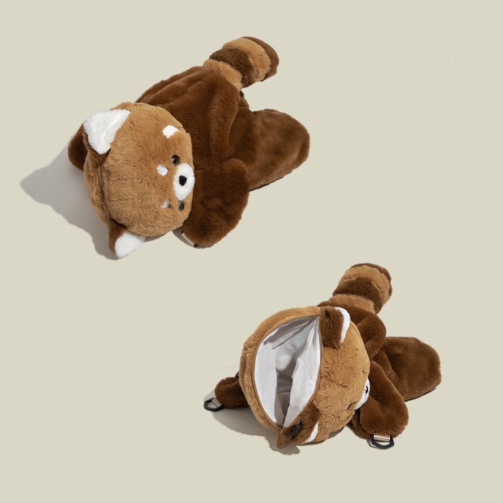 Red Panda Plush Backpack - Convertible Crossbody Bag & Adorable Stuffed Animal Purse, Ultra-Soft Lightweight Design for Casual Adventures image 4