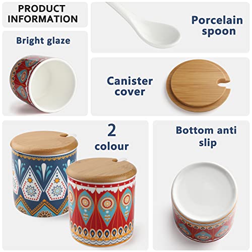 Evannt Ceramic Sugar Bowl With Lid And Spoon Porcelain Sugar Jar Set Of 2 Sugar Canisters Salt Container (Style 1#) #TOP5
