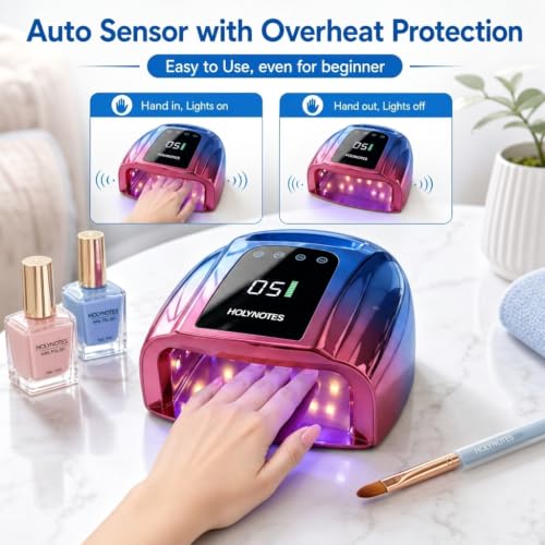 Image of UV Nail Lamp, 96W Cordless Professional Rechargeable UV LED Portable Lamp, 4 Timer Setting and Smart Sensor Gel Nail Dryer, Ideal for Training, Nail Art Practice, Home & Salon