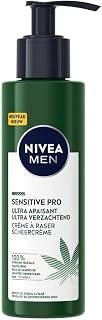 NIVEA MEN Crème à raser ultra apaisante Sensitive Pro (1 x 200 ml), Crème de rasage à l’Huile de Chanvre Bio et Vitamine E, Soin homme pour toutes peaux même sensibles