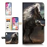 (for iPhone Xs/iPhone X) Flip Wallet Case Cover & Screen Protector Bundle - A31070 Horse